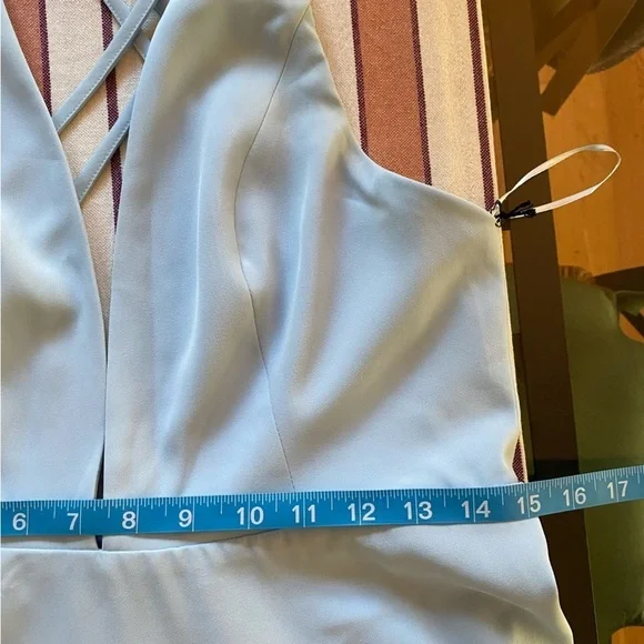 Revolve Superdown Baby Blue Deep V-Neck Sammie Mini Skater Dress Large - Picture 12 of 14